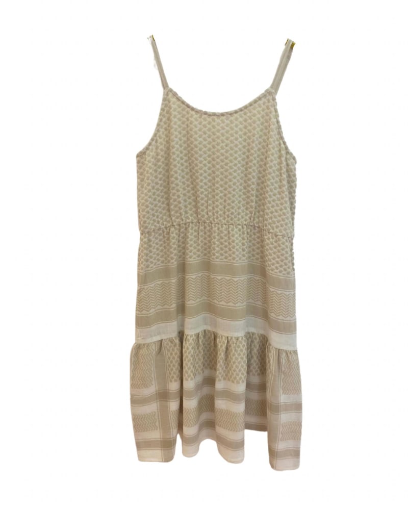 Front of a size L Rose Short Dress in Whisper White/Sandshell in Whisper White/Sandshell by Summery. | dia_product_style_image_id:338243